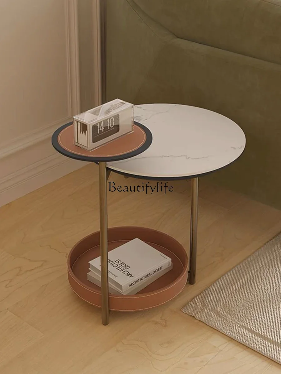 

FG10Italian Minimalist Stone Plate Side Table Metal Personality Creative Small round Side Table