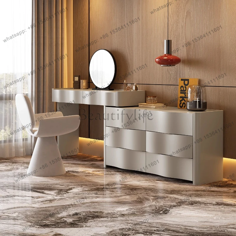 

Mirror With Lights 6 Drawer Chair Vanity Table Makeup Luxury Storage Stool Dressing Table Decor Bedroom Furniture