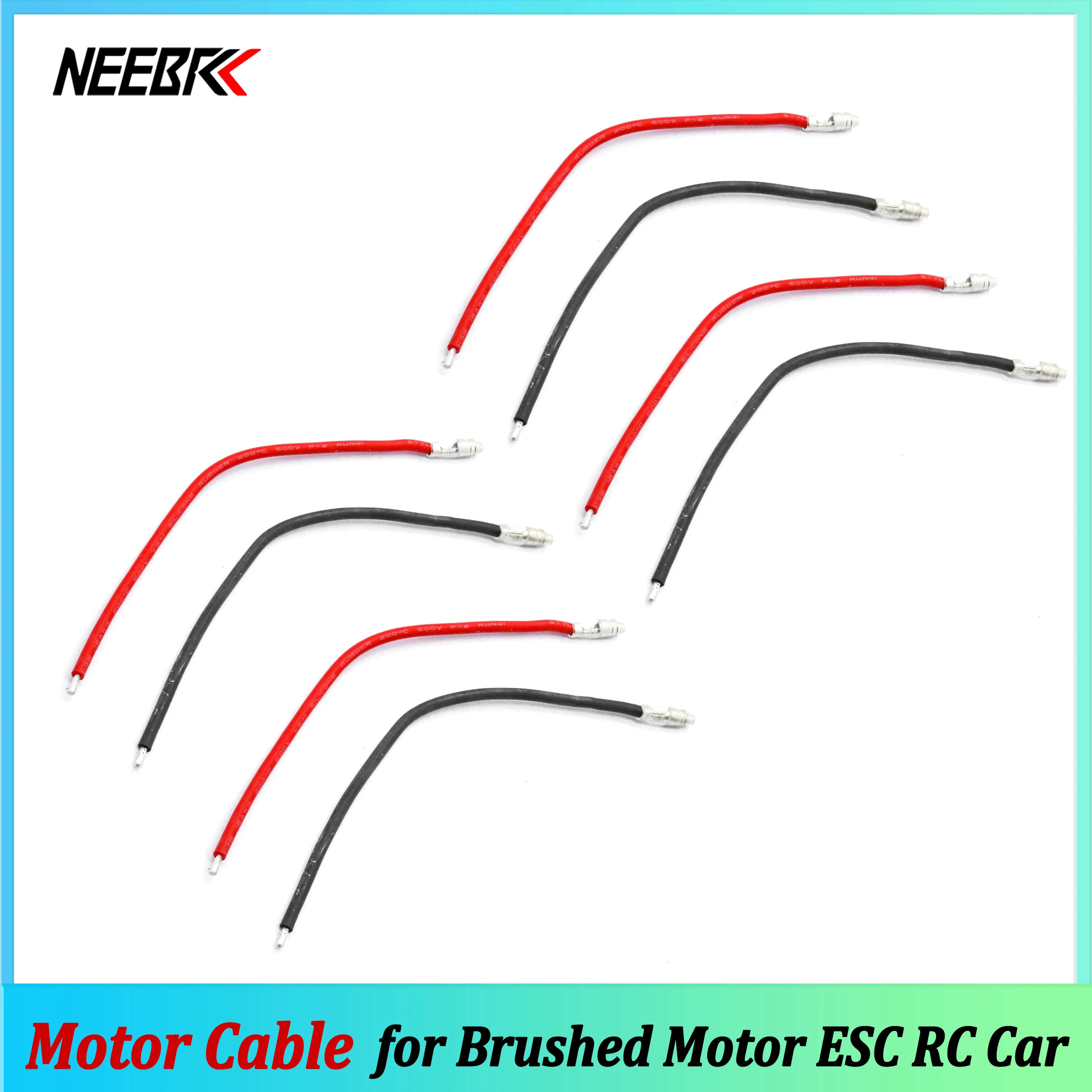 1/2/4Pairs NEEBRC Silicone Wire 4.0mm Male Plug Connection Cable for RC Car Model 370 380 390 540 550 775 795 Brushed Motor ESC