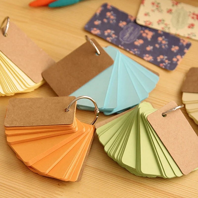 2022Stylish Empty Page Blank Kraft Paper 90 Pages Notepad Word Study Card Portable Memo Pad Loose Leaf Notes DIY Notepad