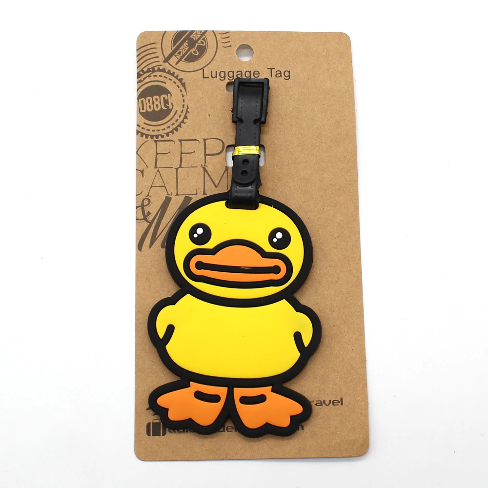 New Cartoon Pooh Bear Luggage Tag Travel Essentials Baggage Label Cute Animal Bags Pendant Anti-loss Address Card Holder Label