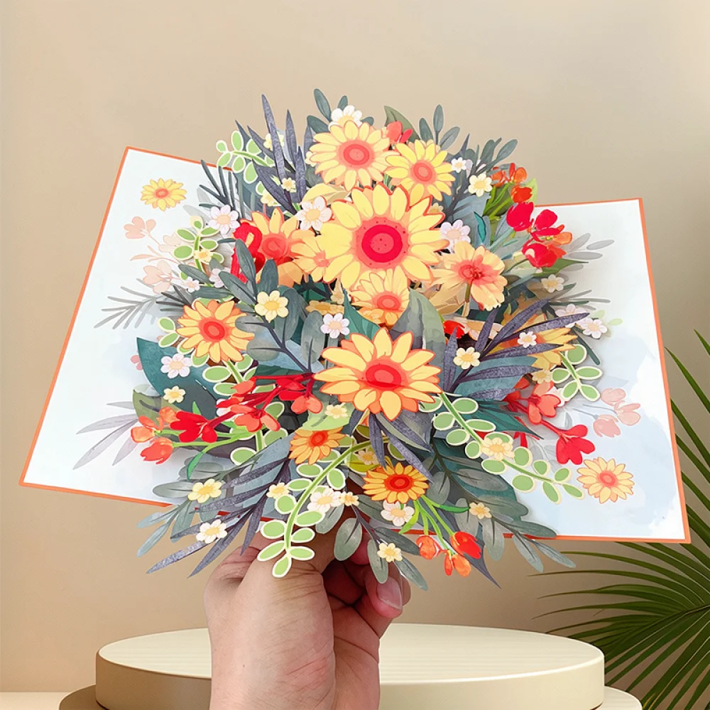 Luxury 3D Pop Up Floral Greeting Card For Teacher Birthday Thank You Festival Gift Delicate Paper Craft Ornament Message Card