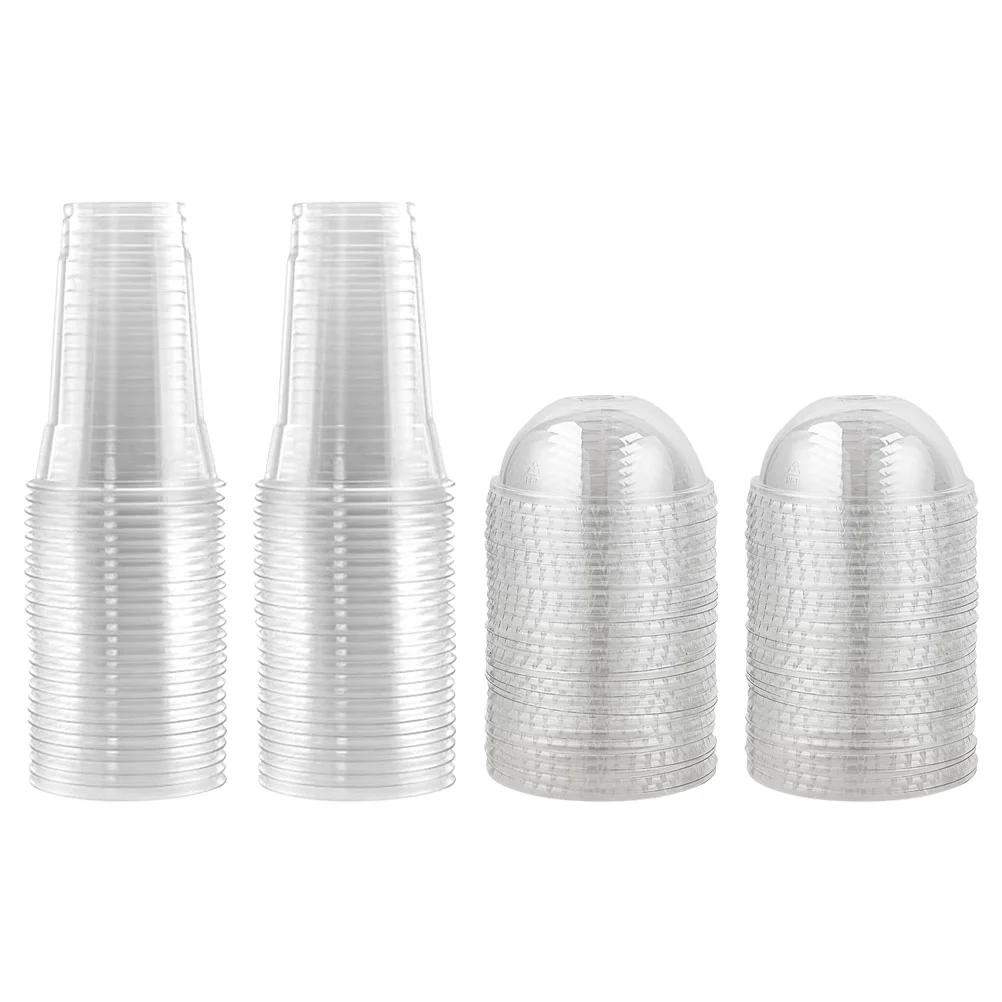 

40/50pcs 460/600ml Disposable Transparent Plastic Cups Milk Tea Juice Cold Drink Smoothie Beverage Cups With Lids