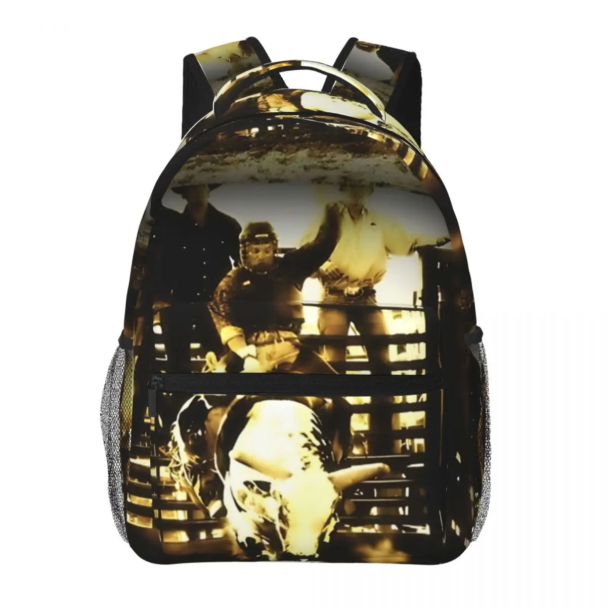 

Bull Riding Rodeo Cowboy Rustic Country Western Backpack for Men Women Fashion Student Business Daypack College Shoulder Bag