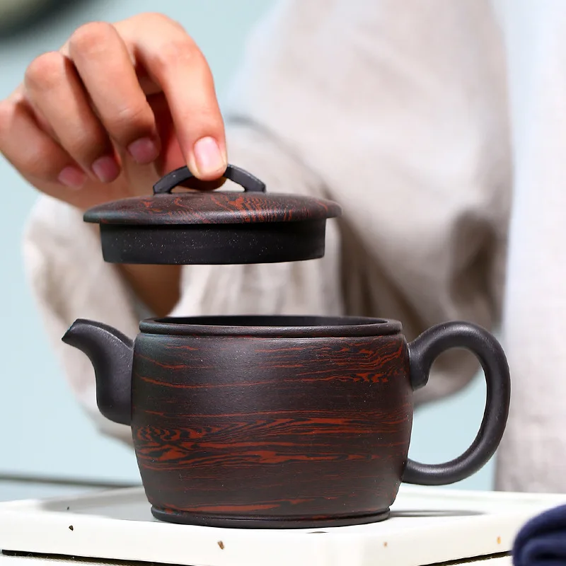 

Zisha teapot, pure handmade, Yixing famous style, original ore, aged purple mud, ground mud, Hanwa teapot agent