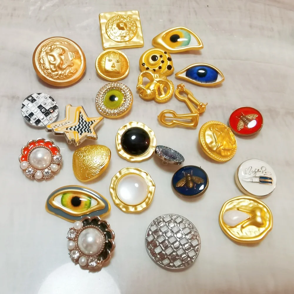 Can be Mixed 10 pcs New multiple shapes eyes gold  sewing button for luxurious cashmere coat,sweater cloth , skirt, dress 10 pcs