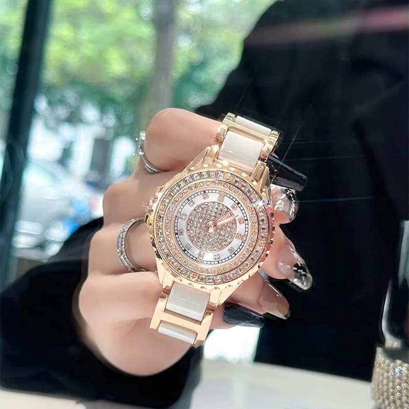 DINIMI Watch women brand fashion national temperament light luxury diamond students girls ceramic female waterproof quartz