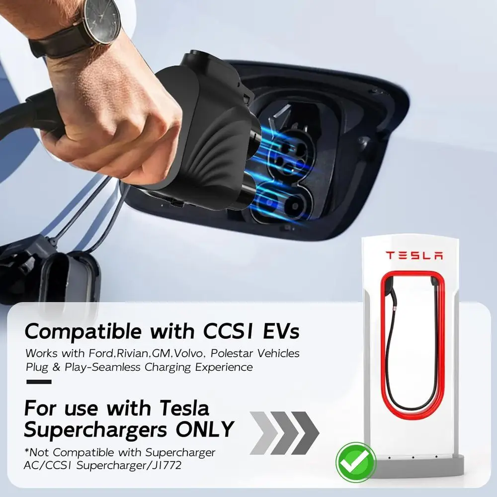 محول شاحن NACS إلى CCS Tesla (كحد أقصى 500 أمبير 1000 فولت)، شحن سريع لشحن CCS1 EV الخاص بك في شواحن Tesla Superchargers، مركبة كهربية سريعة DC Cha
