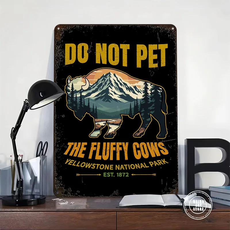 Do Not Pet The Fluffy Cows Yellowstone Printing Poster Customized Retro Wall Art Vintage Metal Signs for Bathroom Decor Room