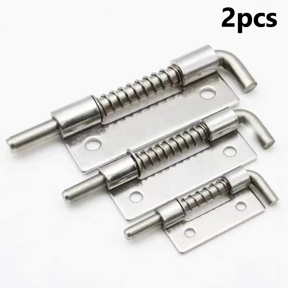 

Spring Loaded Latch Pin Stainless Steel Silver Window Barn Cabinet Hinges Security Door Bolts Latch For Household Hardware 2PCS