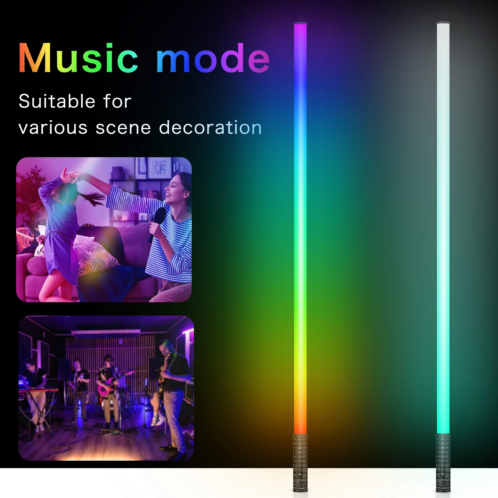 LUXCEO 120cm 2-piece set light Sticks led Video Photography Light Wand Background Decor Christmas Party Lighting MOOD1A