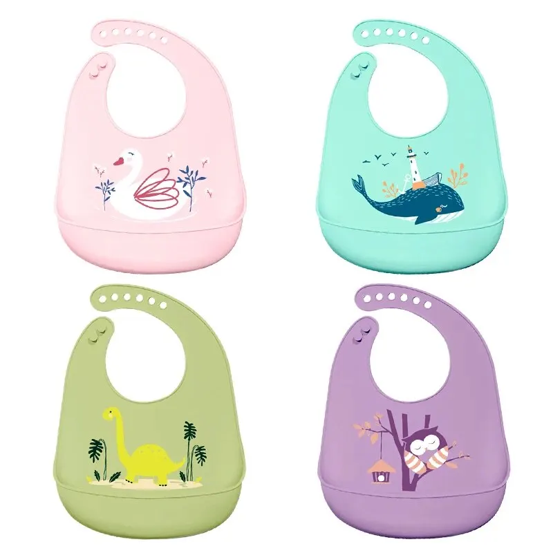 Soft Silicone Baby Bibs Boys Girls Stuff Waterproof Bib Feeding Infant Newborn Cartoon Aprons Toddlers Bibs Burp Cloths Bandana