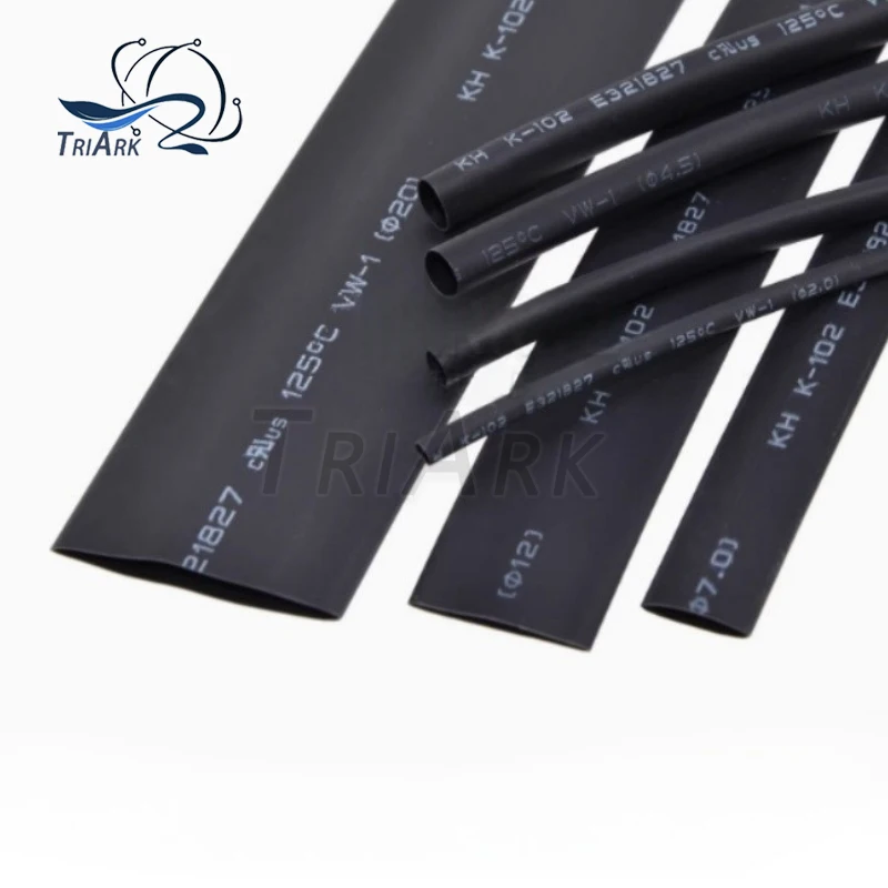 5 Meters/LOT Heat shrinkable tube 0.6 0.8 1.0 1.5 2.0 2.5 3.0 4.0 5.0 6.0 8.0 10 12 15 20 22 25 28 30mm Black Insulation Sleeve