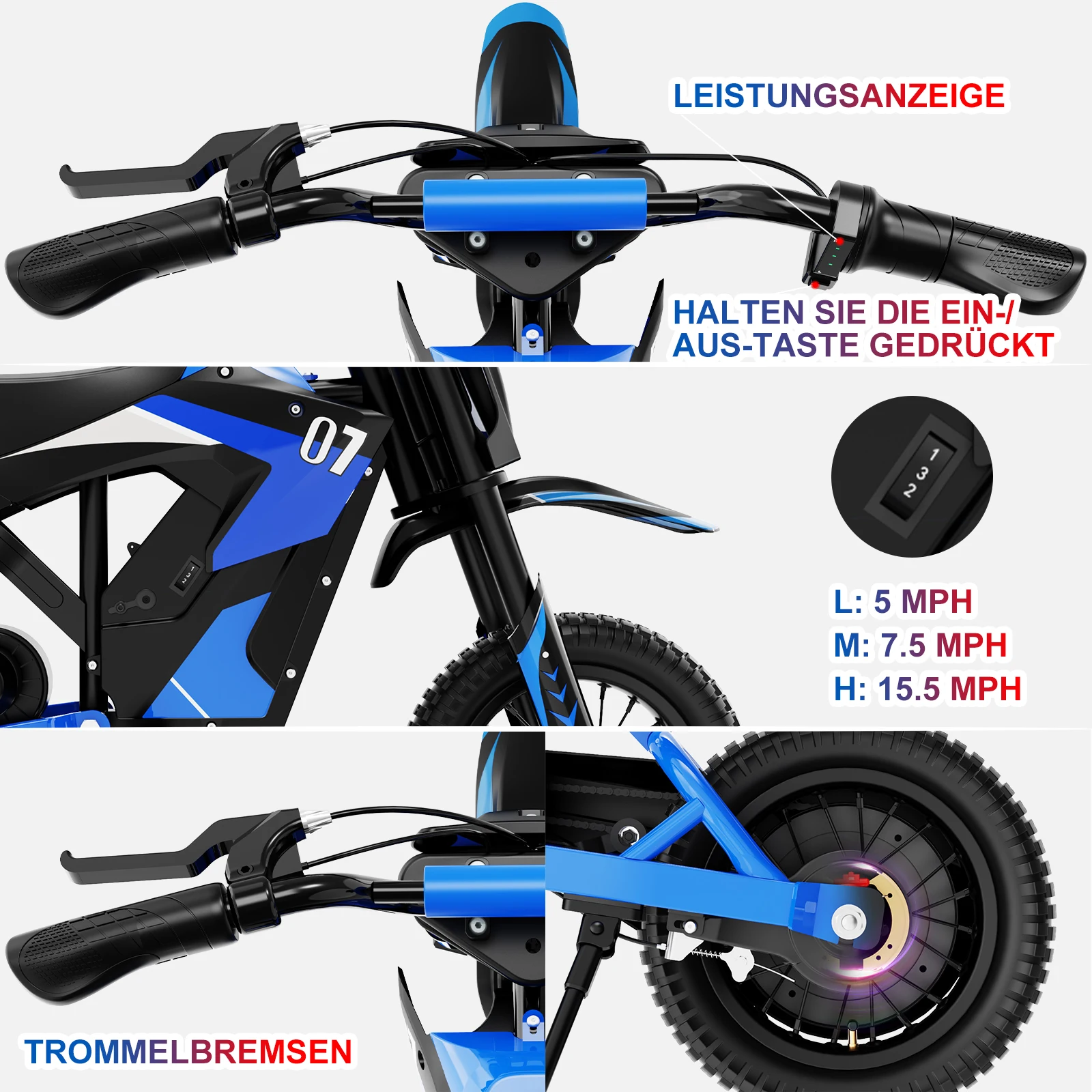 EVERCROSS EV12M elektrische crossmotor, 300 W elektrische motorfiets, 15,5 MPH en 9,3 mijl lange afstand, 3 snelheden motorfiets