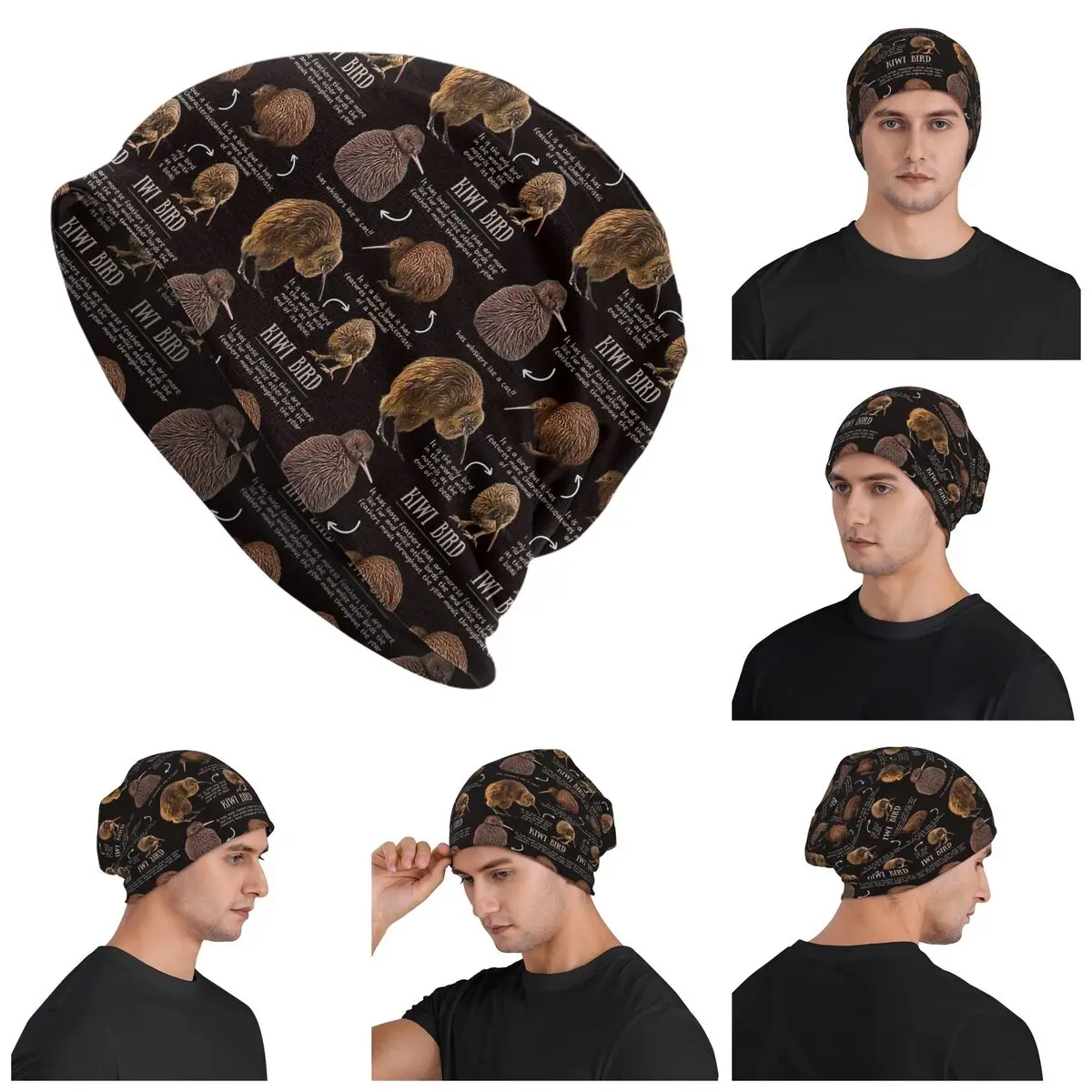 Kiwi Bird Fun Facts Skullies Beanies Hats Warm Autumn Winter Outdoor Cap Knitted Bonnet Caps for Men Women Adult