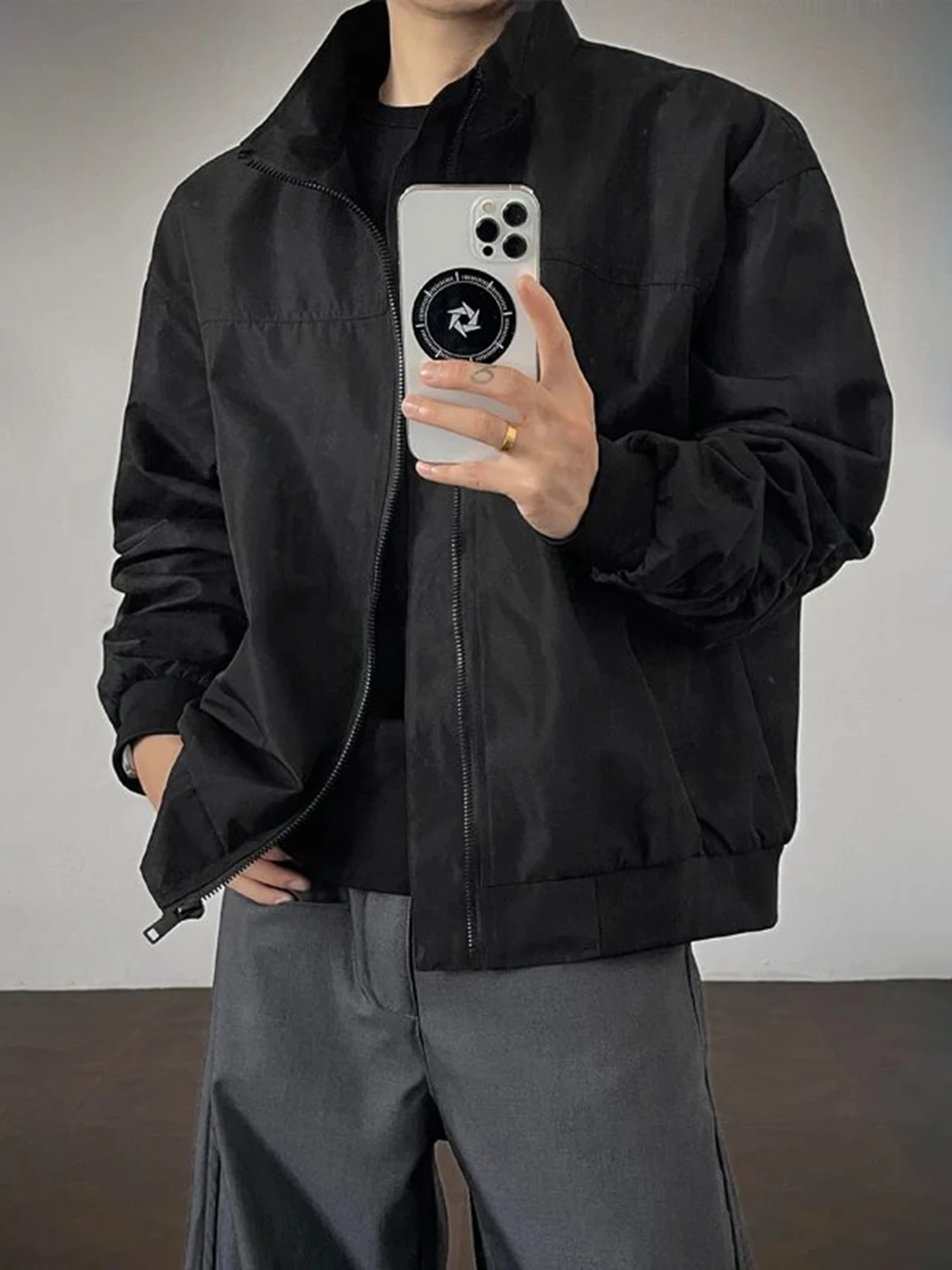 

Мужская летная куртка в американском стиле ретро Cleanfit с воротником-стойкой, рабочая одежда, бомбер ort, бейсбольное пальто из полиэфирного волокна