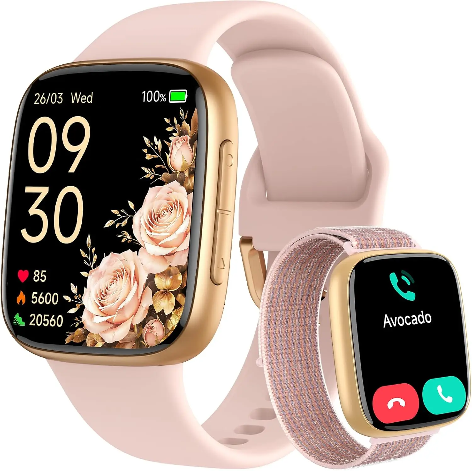 

Women's Smart Watch with Call Feature, 1.85" AMOLED Always-On Display, Waterproof Fitness Tracker for iPhone & Android