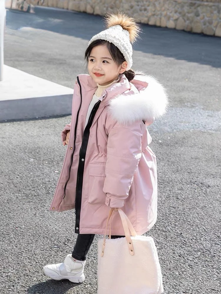 

2023 Korean Winter Down Jacket for Girls Waterproof Shiny Thicken Warm Girls Outerwear Coat Teenage Kids Parkas Outfit V47