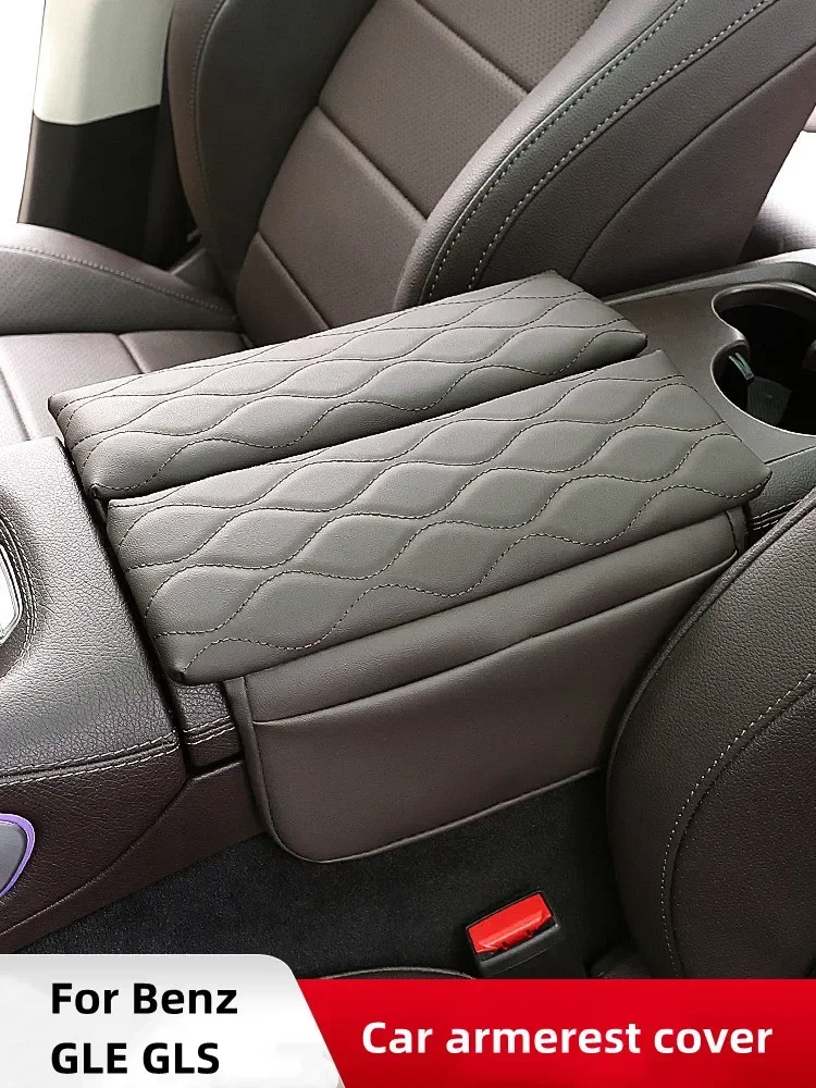 

For Mercedes Benz GLE W167 GLS X167 2020-2022 Car Armrest Cushion Anti-Scratch Leather Center Console Armrest Storage Box Pad