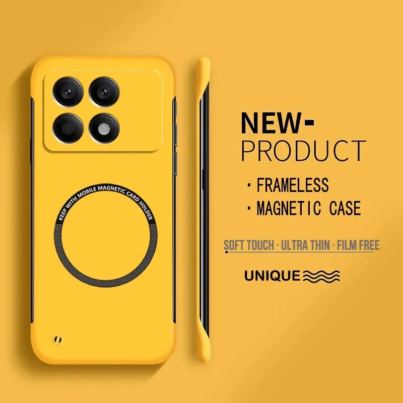 Funda de teléfono sin marco magnética de PC dura ultrafina para Xiaomi Poco X6 Pro F3 F4 F5 Pro cubierta sólida de Color puro mate