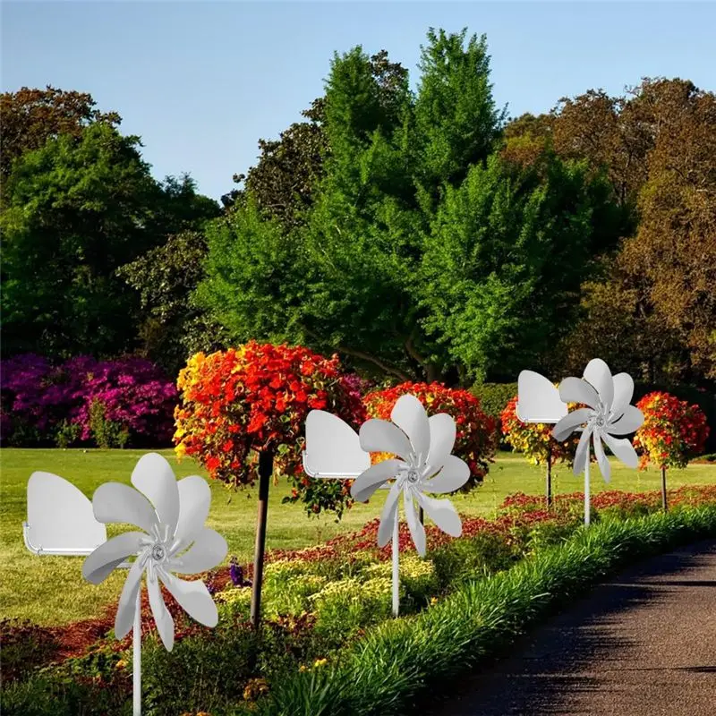 B84B Large Metal Windmill for Yard, Garden Pinwheels Wind Spinners, 360 Degree Rotating Outdoor Decor, Silver Metal, Durable