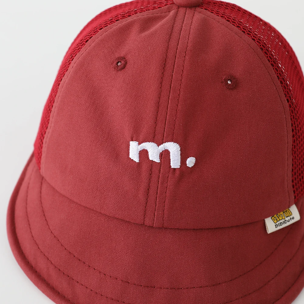 Child's Simple Embroidered Large-Brimmed Sun-Protective Fisherman Hat with Breathable Net Fabric, Available in Four Colors. view 6
