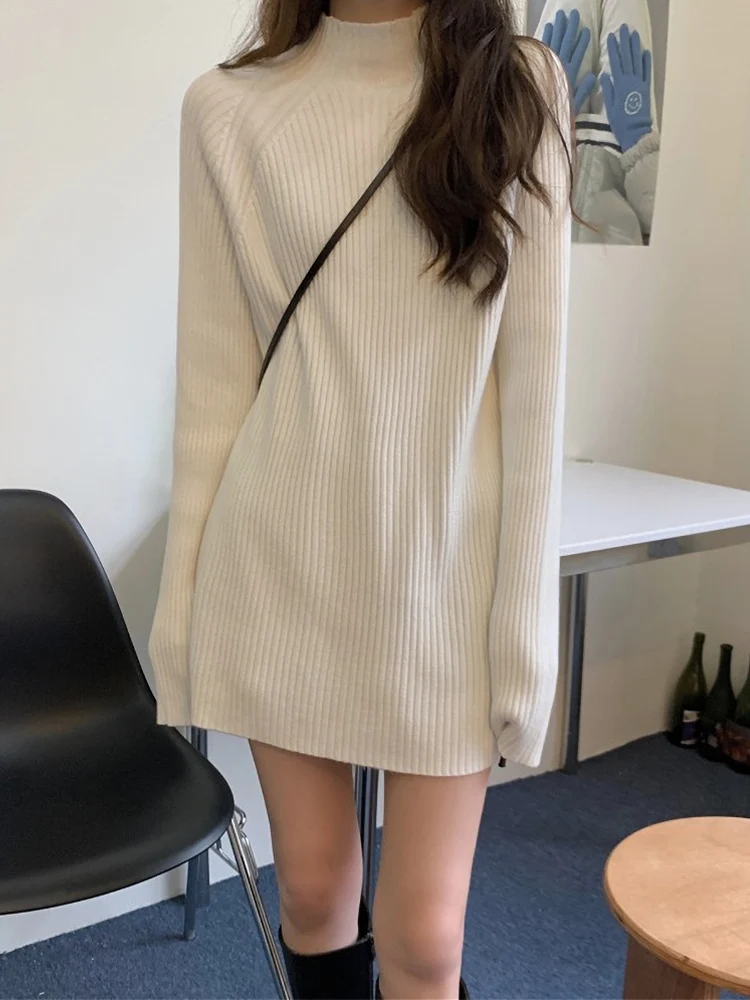 

plus Size Knitwear f High Collar Loose Thiened Women's Base irt Autumn New Sle Warmth Emitting Long Sve Top