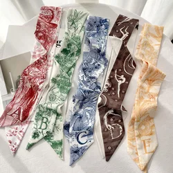 26 Letters Tarot Constellation Bag Scarf Twill Silk Scarves Women New Neckerchief Hair Headbands