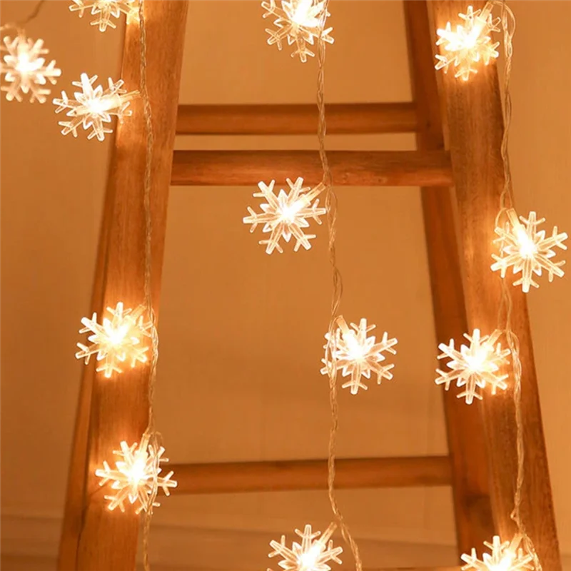 

96 LED Snowflake String Lights Snow Fairy Garland Decoration for Christmas Halloween New Year Home Decor EU Plug-B