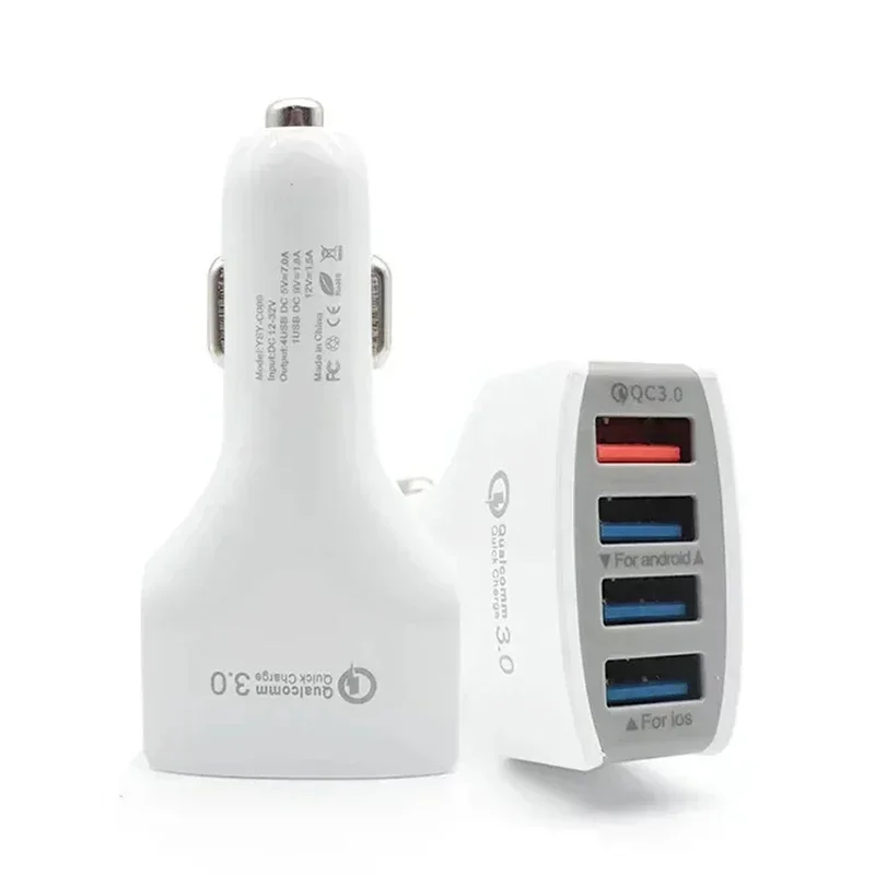 Car Charger Adapter - 3.0 Portable USB wth Fast Charge Technology & 4 USB Ports Compatible w/ IOS, Android, Tablet, USB Devices