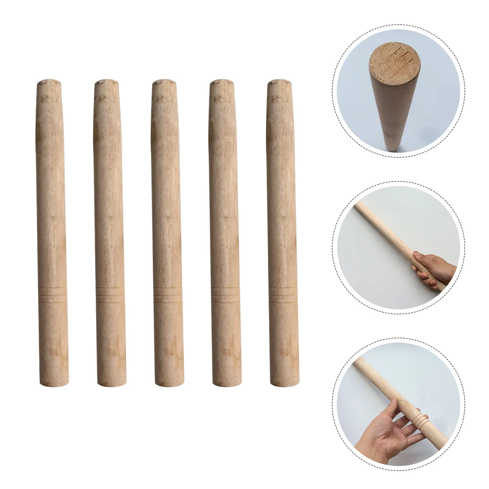 5 Pcs Durable Agricultural Small Hoe Handle Wood Tool Replacement Stick Handles Wooden