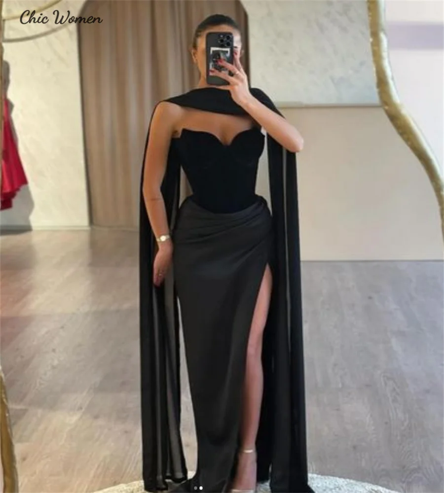 

Sexy High Slit Black Prom Dresses Elegant Sweetheart Mermaid Evening Dress Charming Dinner Dance Birthday Party Gown Customized