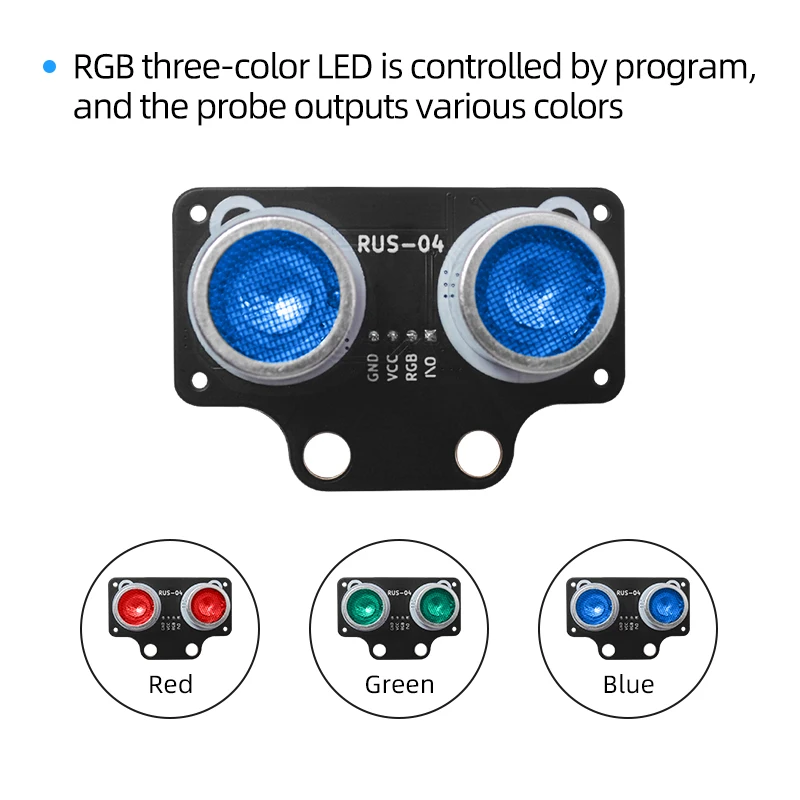 HC-SR04/RUS-04 Ultrasonic Module Distance Measuring Sensor Robot Car Obstacle Avoidance with RGB Colorful Light