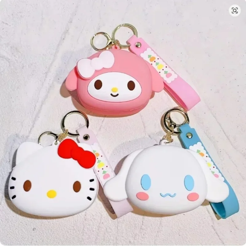 Anime Sanrio Hello Kitty Cinnamorol Silicone Coin Wallet Kawaii Melody Kuromi Mini Portable Storage Bag Gifts