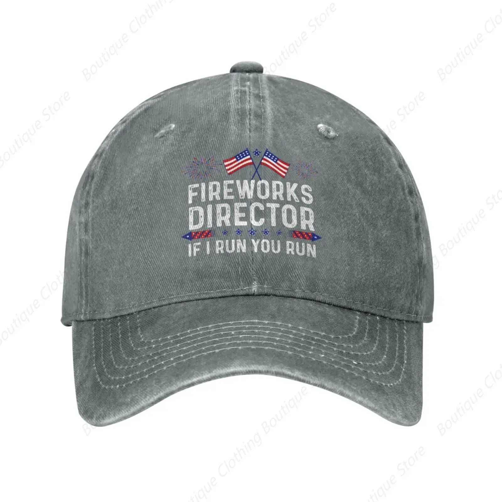 

Funny Hat Fireworks Director If I Run You Run Hat for Men Baseball Hats Fashionable Cap Gray