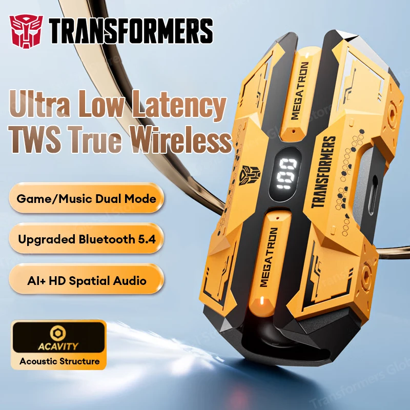 TRANSFORMERS TF-T20 auriculares inalámbricos Bluetooth 5,4 Bumblebee reducción de ruido auriculares de baja latencia auriculares deportivos música Gaming