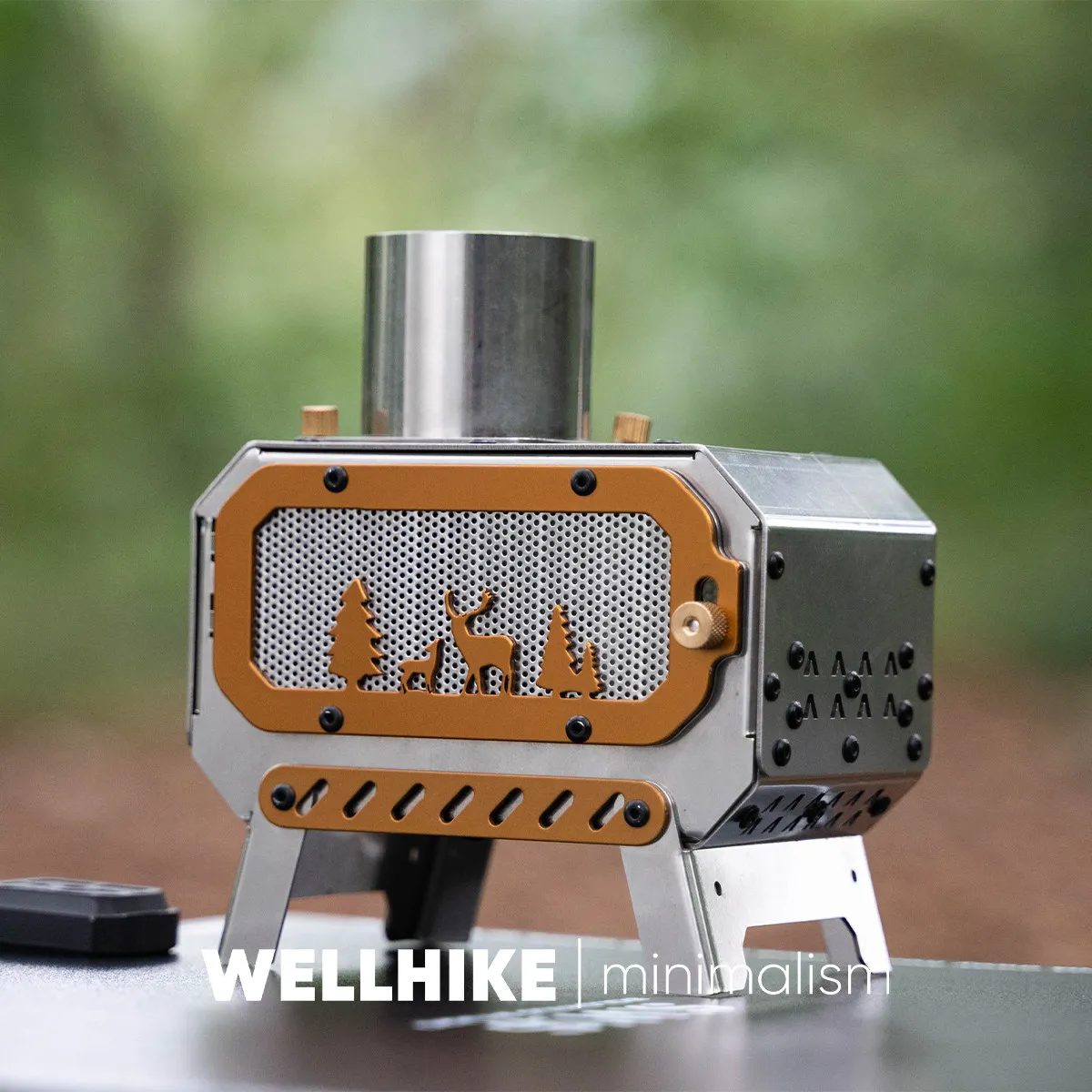 WELLHIKE 휴대용 미니 접이식 숯불 스토브 스테인리스 스틸 야외 화로 히터, 캠핑용 분리형 나무 연소기 ​