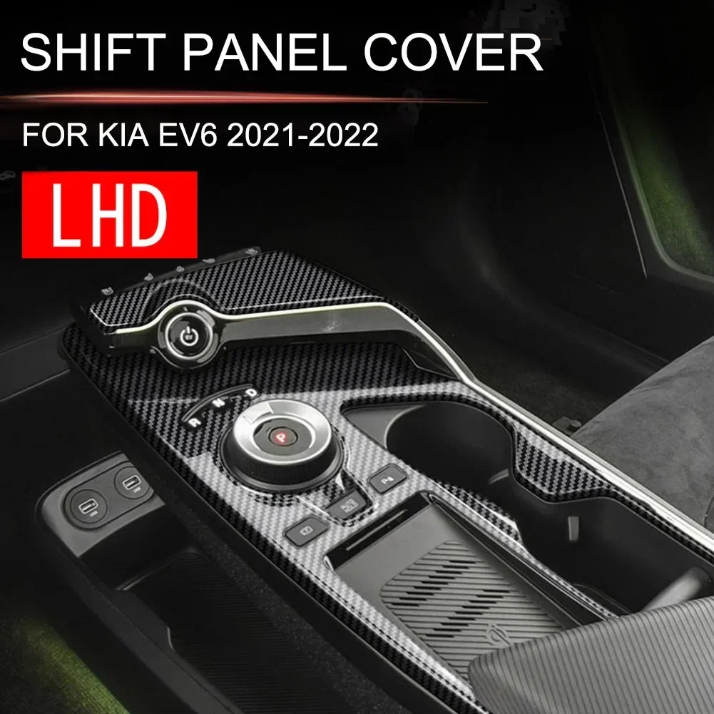 1x Auto Pannello Ingranaggi di Controllo Centrale Adesivo Trim Copertura In Fibra di Carbonio Stile Trim Modanature Accessori ABS Nero Per Kia EV6