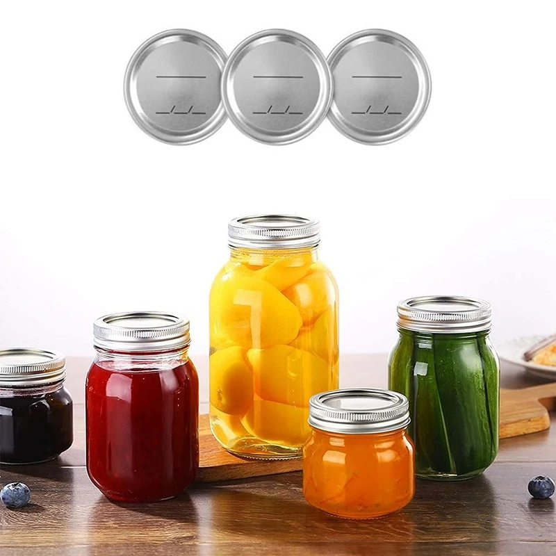 

100PCS Wide Mouth Regular Canning Lids For Ball Kerr Jar-Split-Type Metal Jar Lids For Canning