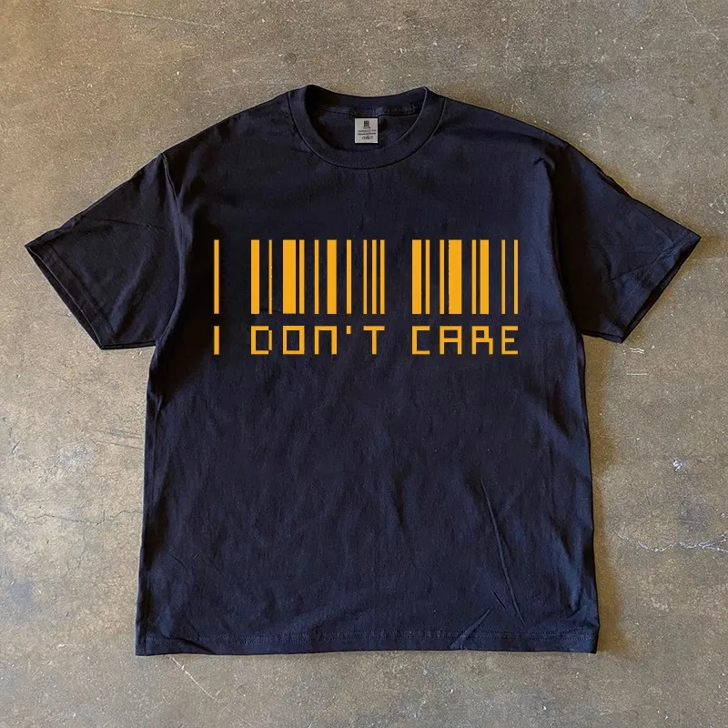 

Men's T-shirt pure cotton funny bar code personality pattern T-shirt Harajuku y2k casual o collar short sleeve for men and women