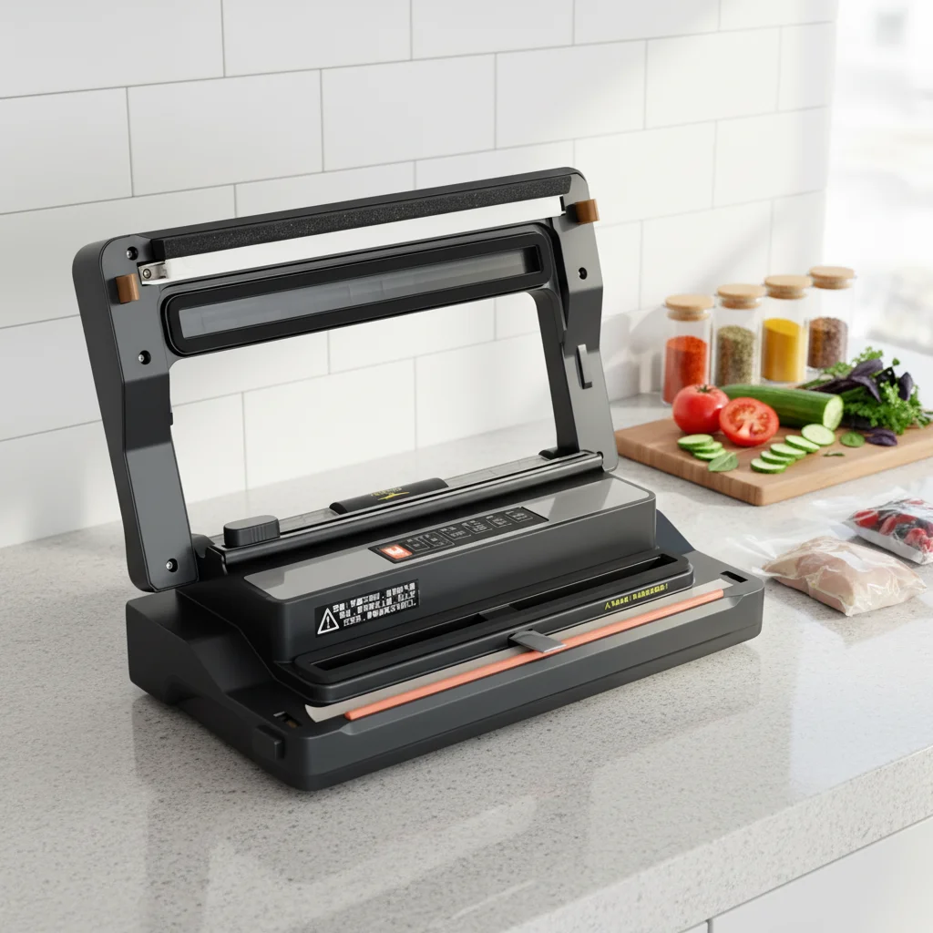 

Hover Electric Plastic Skin & Sausage Vacuum Packing Machine with Automatic Sealer for Meat Food Commercial & RV Use