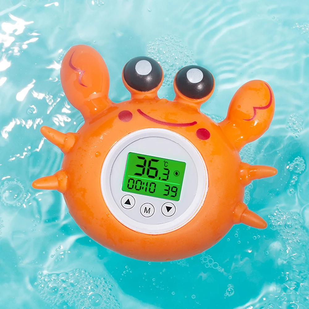 Kids Bath Thermometer with Room Temperature Tri-color Backlit Display Fahrenheit and Celsius Safety Floating Bath Toy Bathtub