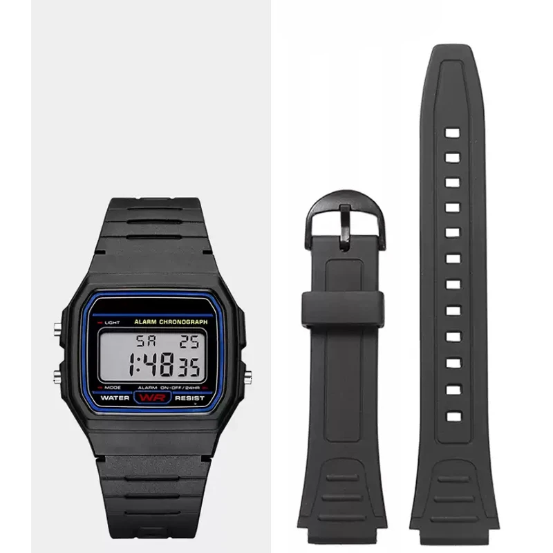 Nueva pulsera de reloj para Casio G-Shock, correa de W-800H W-217H AQ-S800W, accesorios de reloj de junta convexa de goma de resina, banda de 18mm