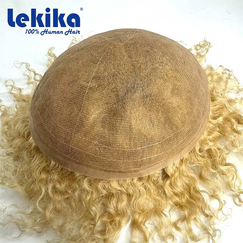 

Blond 613 Full Lace Male Hair Prosthesis 6" Afro Men Wigs Toupee Men Replacement Exhuast Systemes Unit 100% Human Hair Male Wig