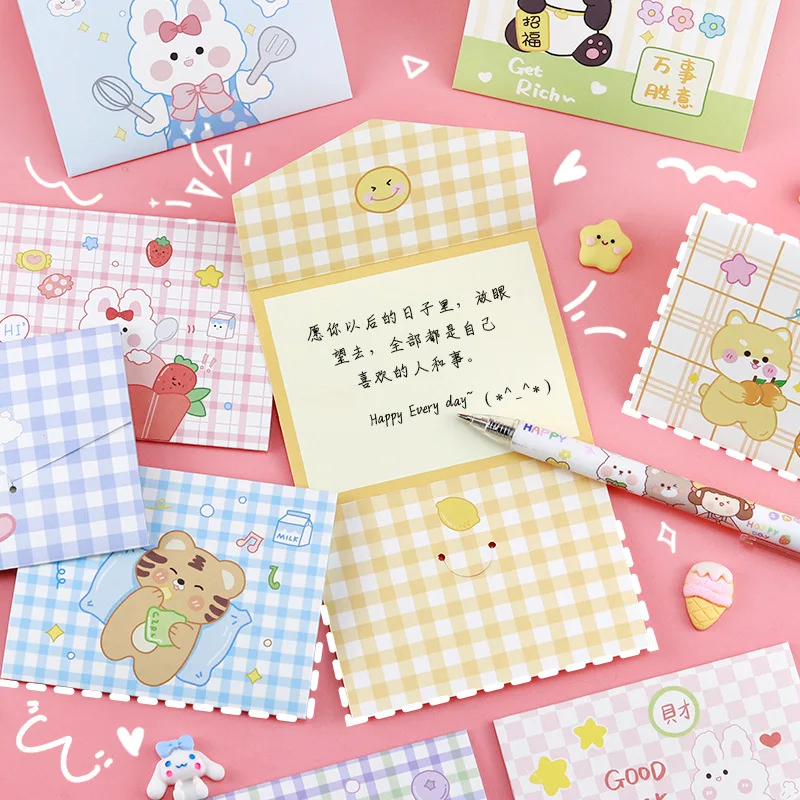 

10 piece set creative food rabbit Christmas card student gift birthday wishes cute pet party small envelope card holiday gifts