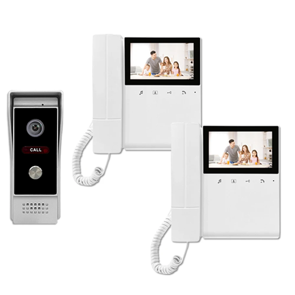 Sistema di campanello citofono per edifici video a 4 fili Kit di videocitofoni per porte con design a maniglia da 4,3 pollici per la sicurezza domestica