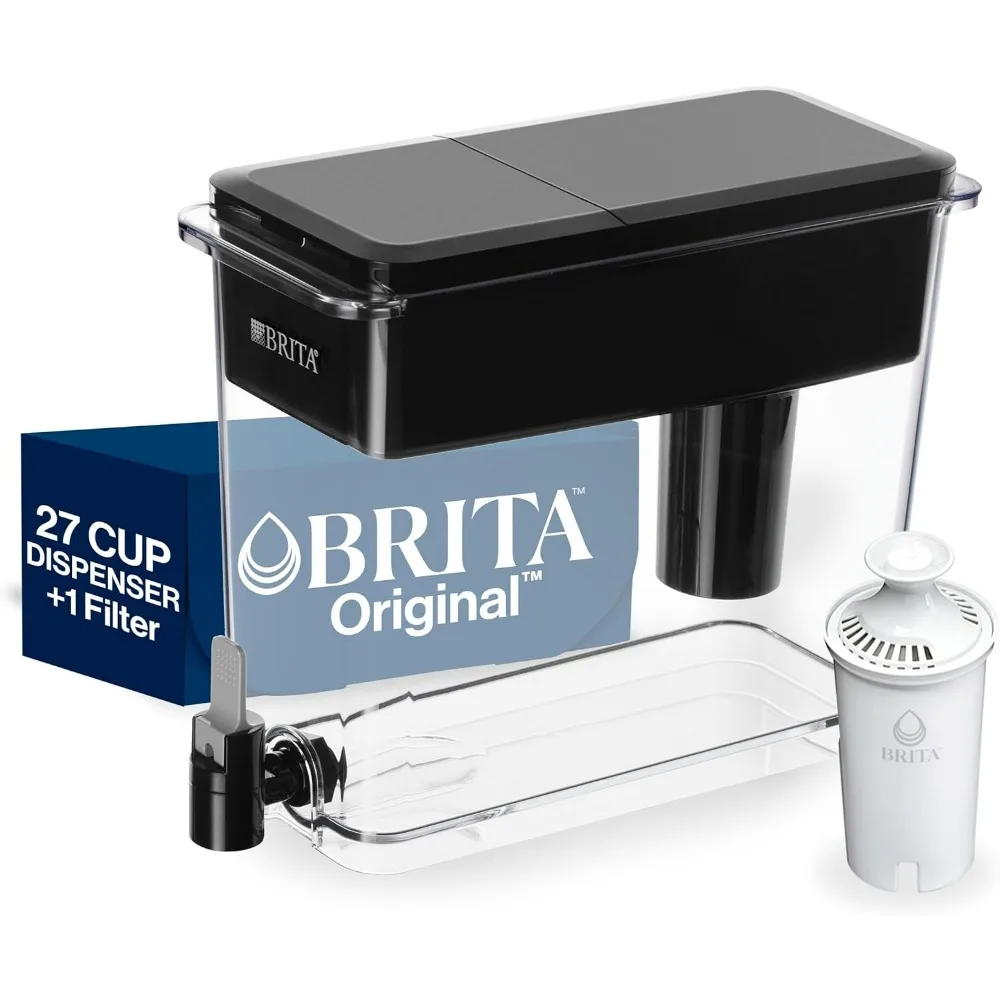 

Большой диспенсер для воды Brita UltraMax со стандартным фильтром, не содержащий бисфенол-А, уменьшает медную кадмию и ртутные примеси, длится 2 месяца.