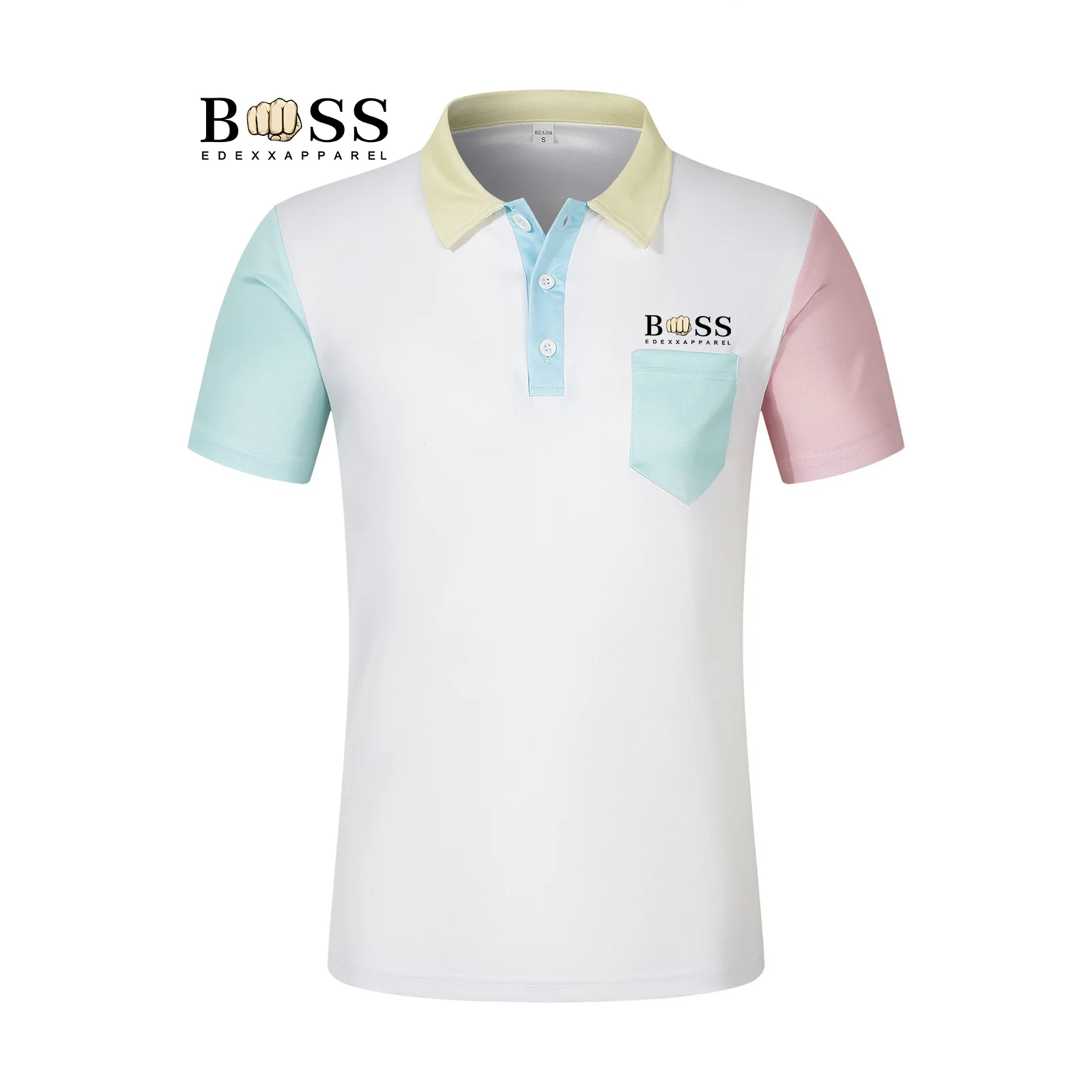 New Summer Men's Hot Selling Polo Neck Shirt Solid Button Men's Short sleeved Checkered Color Block T-shirt High Quality Anti wr