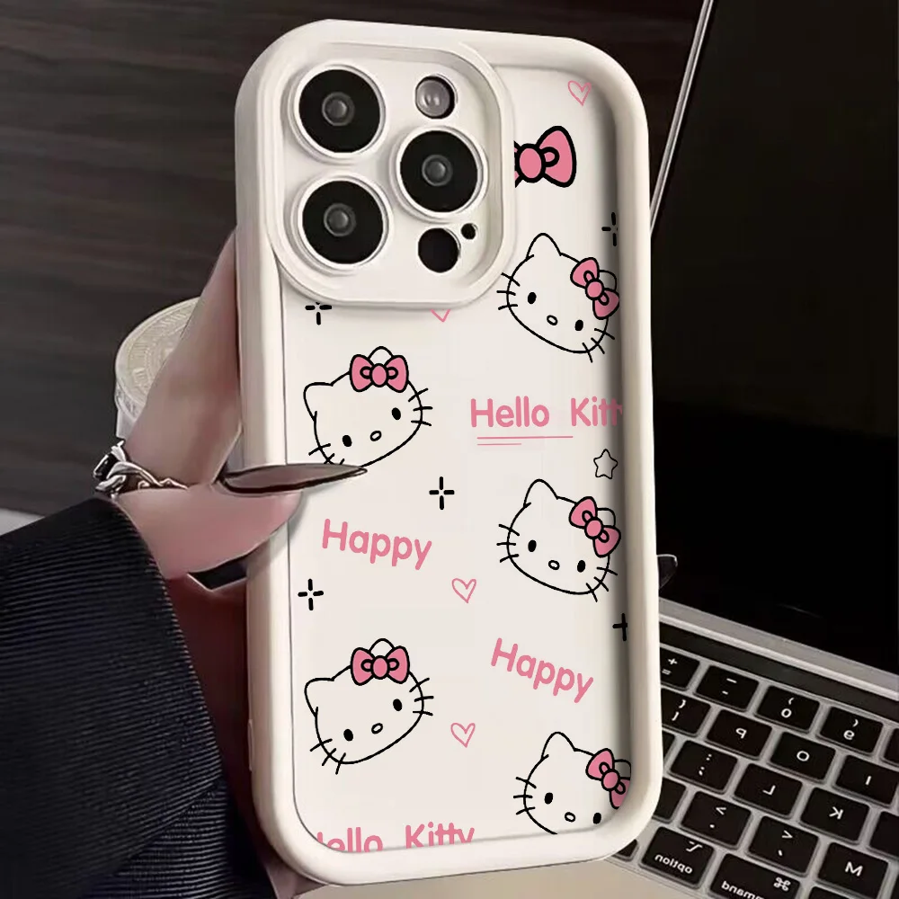 Carved Hello Kitty Phone Case for Huawei P20 P30 P40 P50 Mate 20 30 40 Pro Nova 7 9 10 SE Soft TPU Back Cover