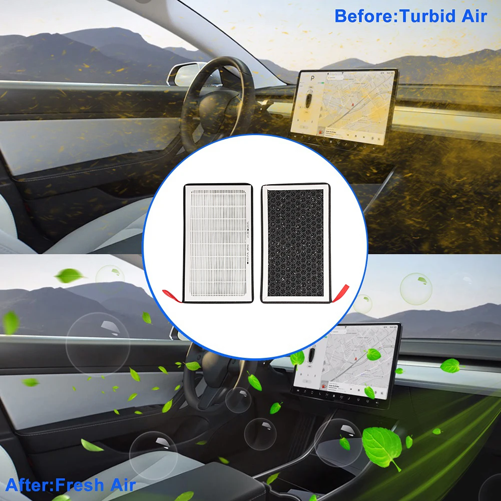 Air Conditioner Replacement Kit Cabin Air Filter HEPA Activated Carbon Air Intake Filter Replacement for Tesla Model 3 Y 17-23